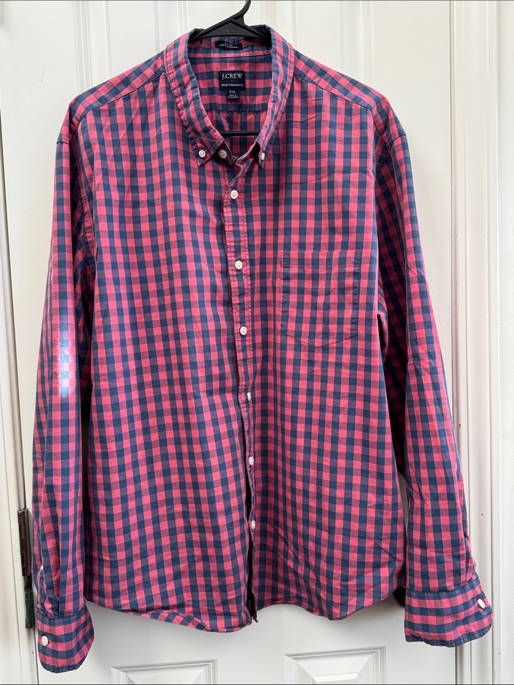 J. Crew Pink and Navy Gingham Button-Down Shirt
